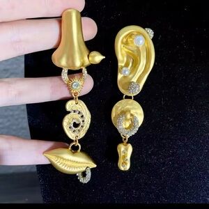 Schiaparelli Inspired Statement Earrings. Nose Mouth Ear Runway